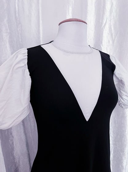 Beautiful coquette black & white dress with puff sleeves 🍰🍓