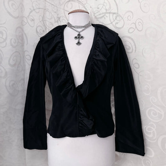00’s gothic ruffle shirt/cardigan 🌀🕷️