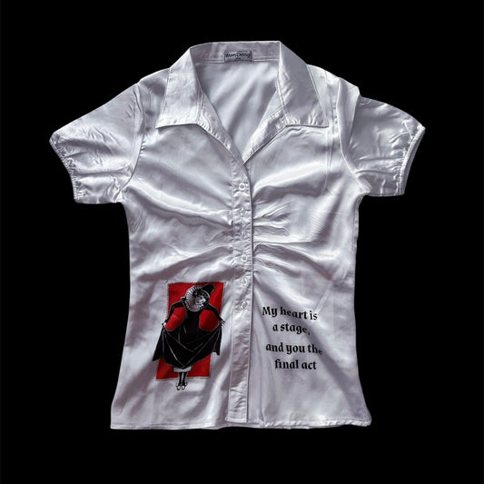Jester Reworked 00’s white saten shirt 🃏🎪