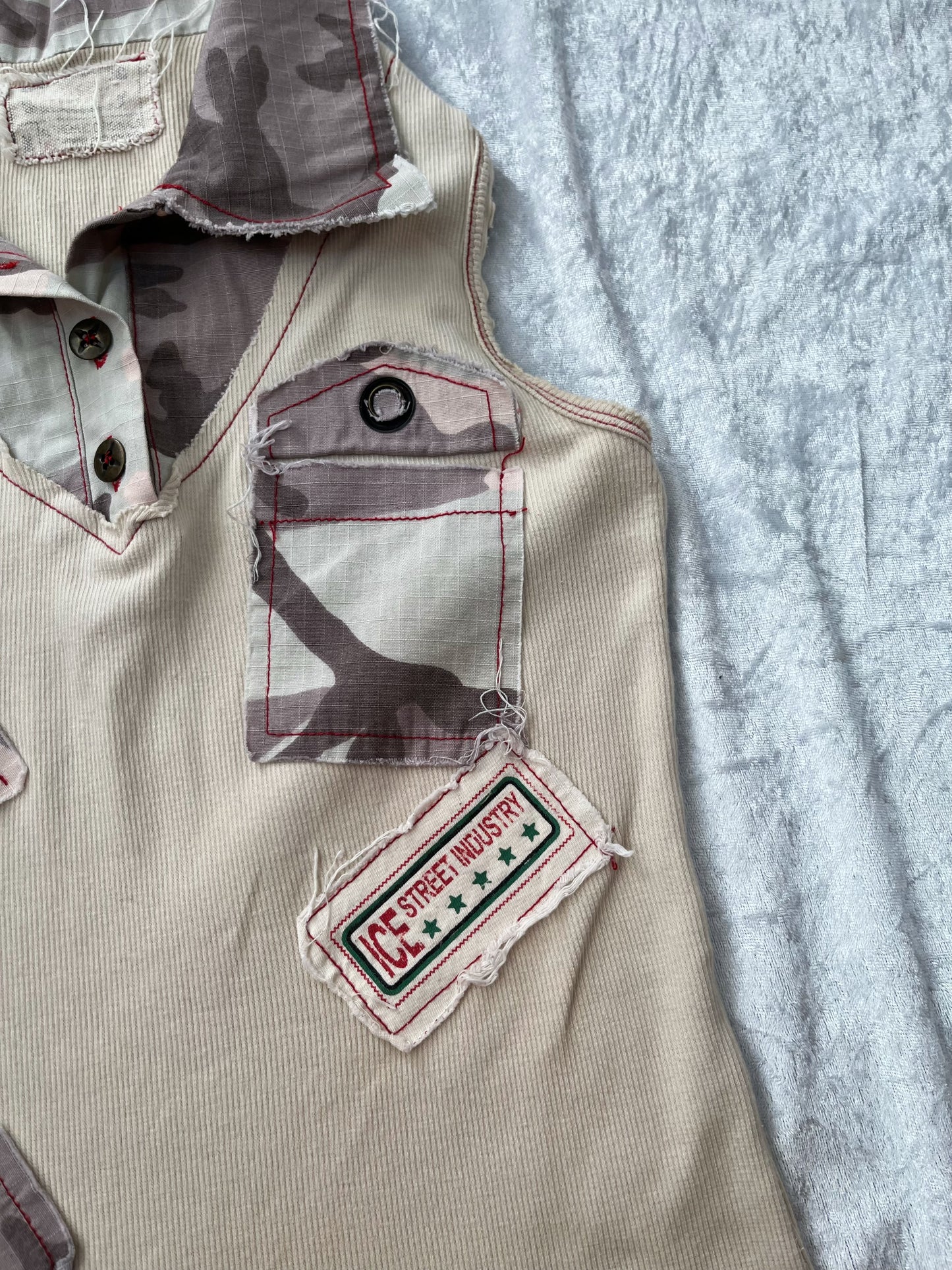 00’s/Y2K beige dress with denim details ✨