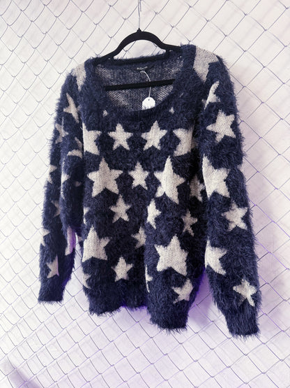 Coraline-style starry blue sweater 🗝 ⚉ 🪡 🐈‍⬛