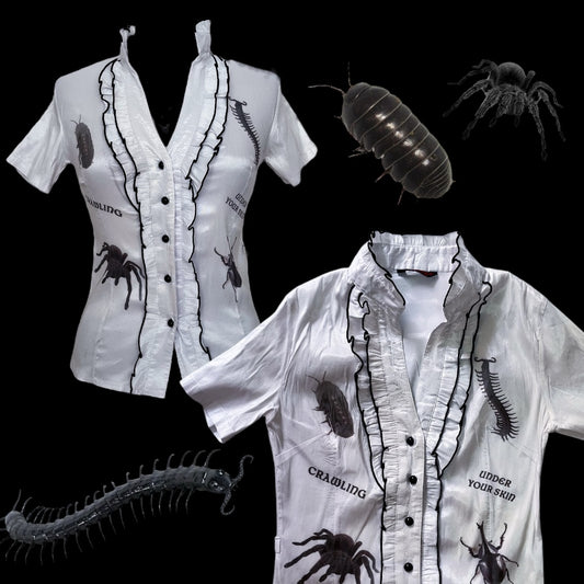 Crawling Under Your Skin Reworked 00's victorian style ruffle shirt 🕷🪳🪲