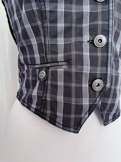 Dark academia cotton plaid vest📓