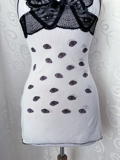 Wandering Eyes REWORKED mesh nightgown with lace-up detail 👁️✝️
