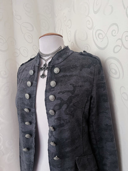 Gothic military style light camo grey blazer