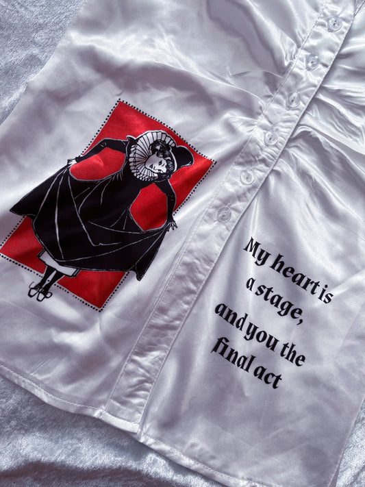 Jester Reworked 00’s white saten shirt 🃏🎪