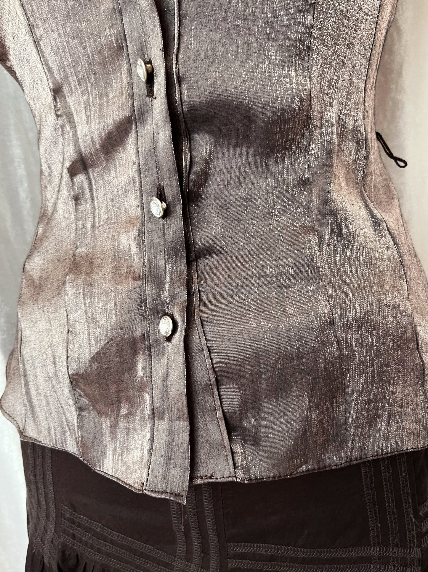 Dark coquette shiny brown shirt 🎥