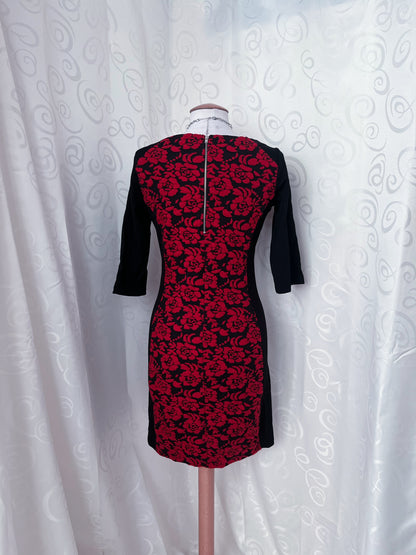 Vampire gothic fitting dress with embossed red roses 🌹🥀
