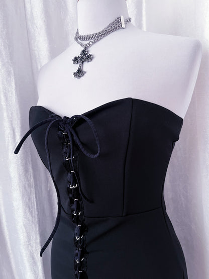 Alt lace-up fitting black dress 🦇