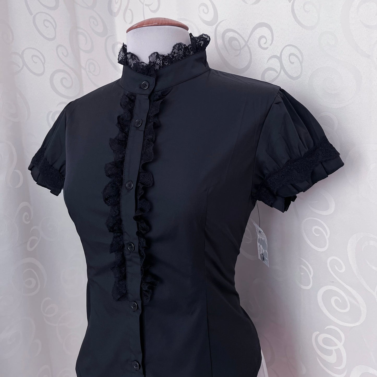 Dracula Gothic victorian style Short Sleeved Cotton Lace Blouse 🖤🦇