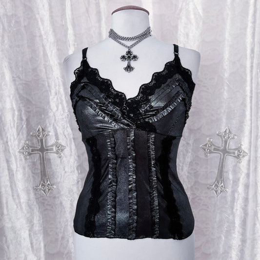 Dark coquette / Gothic silver top 🕸️🩶