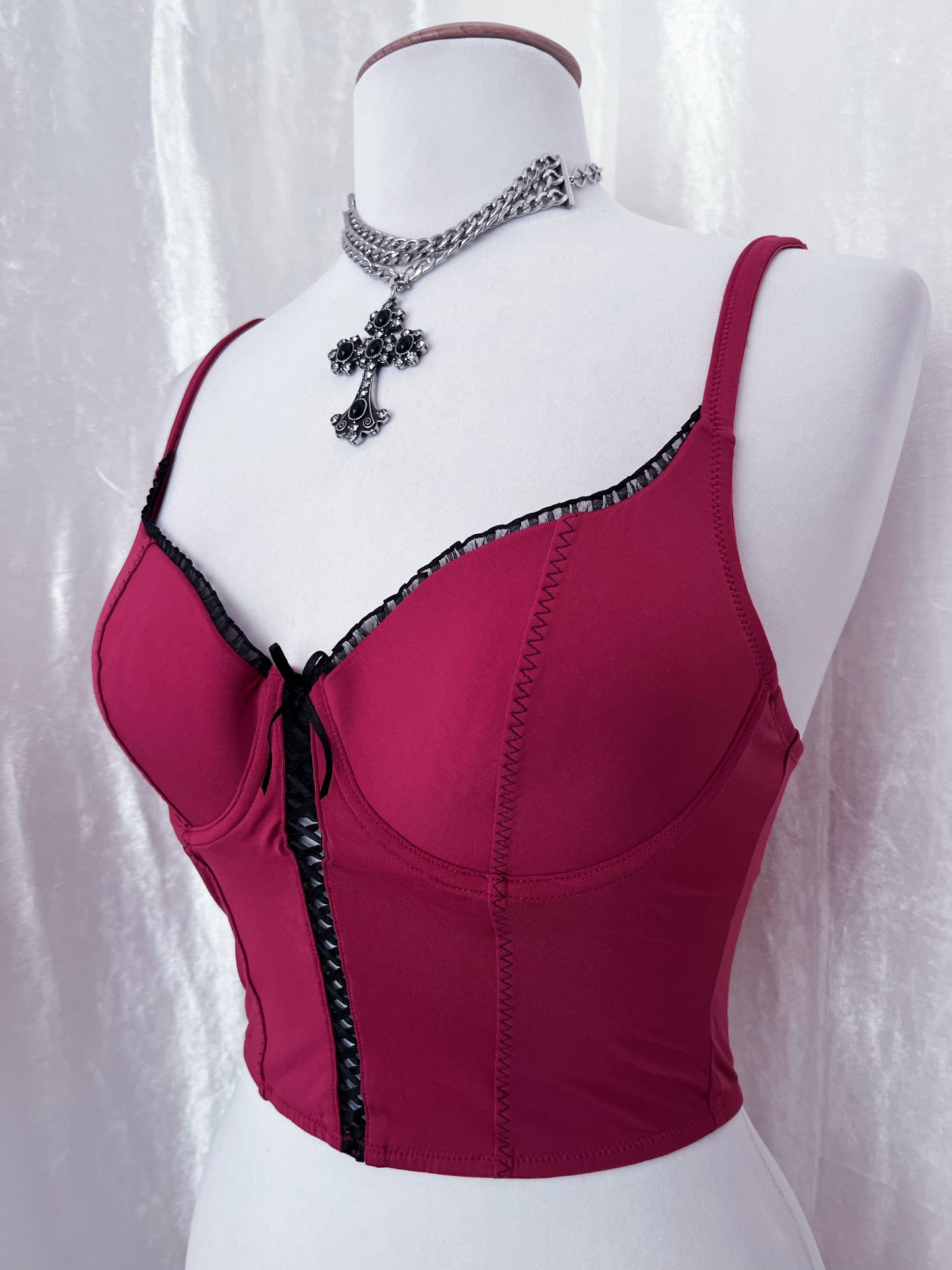 Hot burgundy crop corset top 🎀