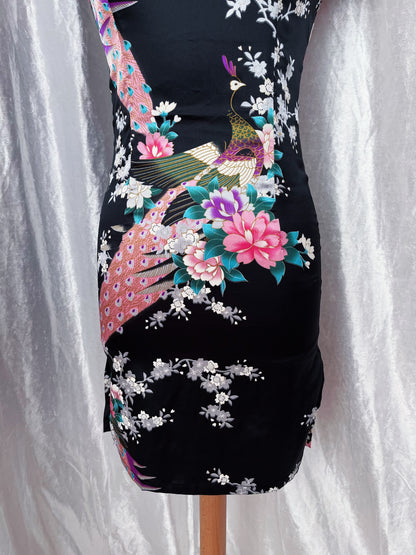 Modern black peacock Qipao dress 🍥