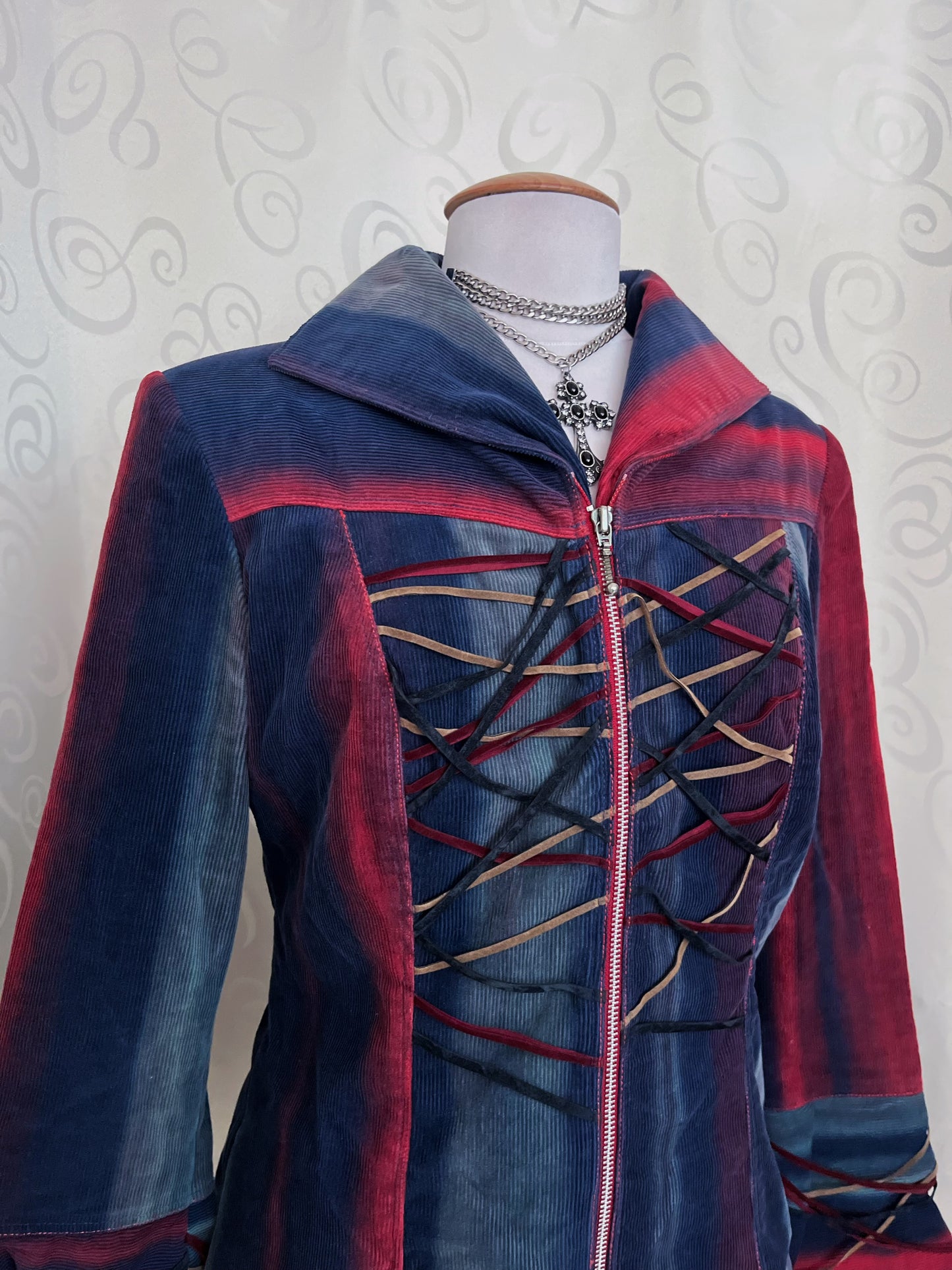 00’s Circus core rare multi-core corduroy denim jacket with lace-up details 🌀🎪🎡