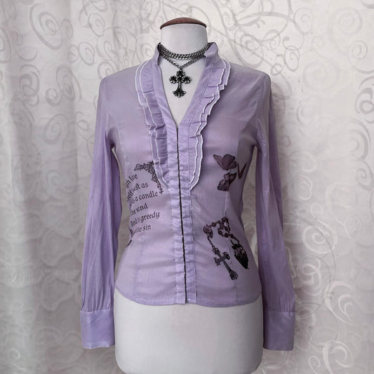 Rule of Rose Inspired Reworked lilac shirt 🦋🥀