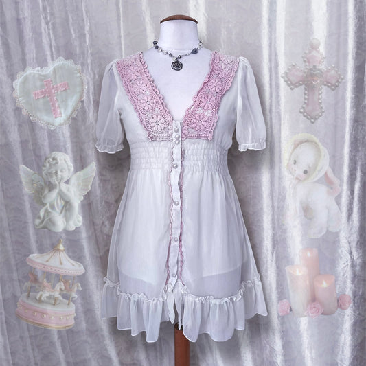 Dreamy coquette cotton & mesh dress 🎀