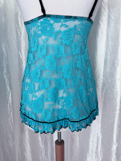 Pretty mermaid coquette turquoise lace lingerie top 🧜🏼