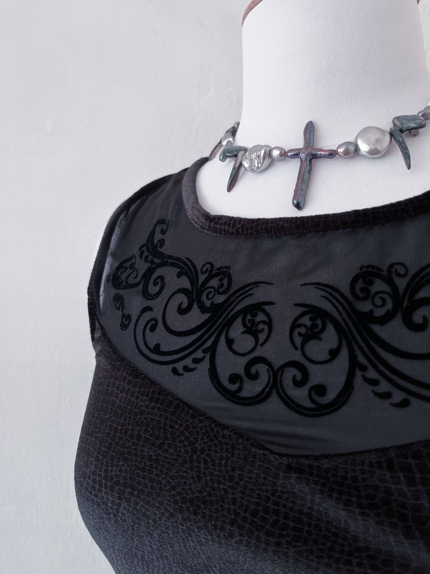 Gothic velvet black dress with mesh detail 🕷️🕸️