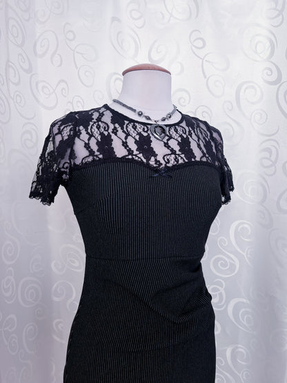 VIVE MARIA Gothic coquette black striped dress with lace detail 🕷️❤️