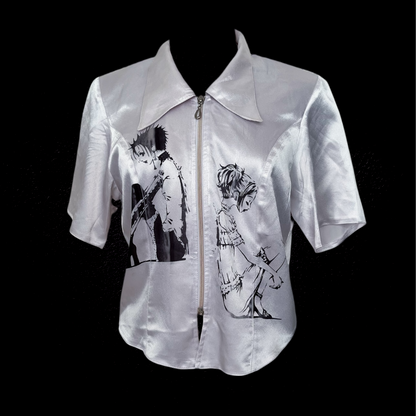 Tokyo Girlfriends Reworked satin zip-up shirt