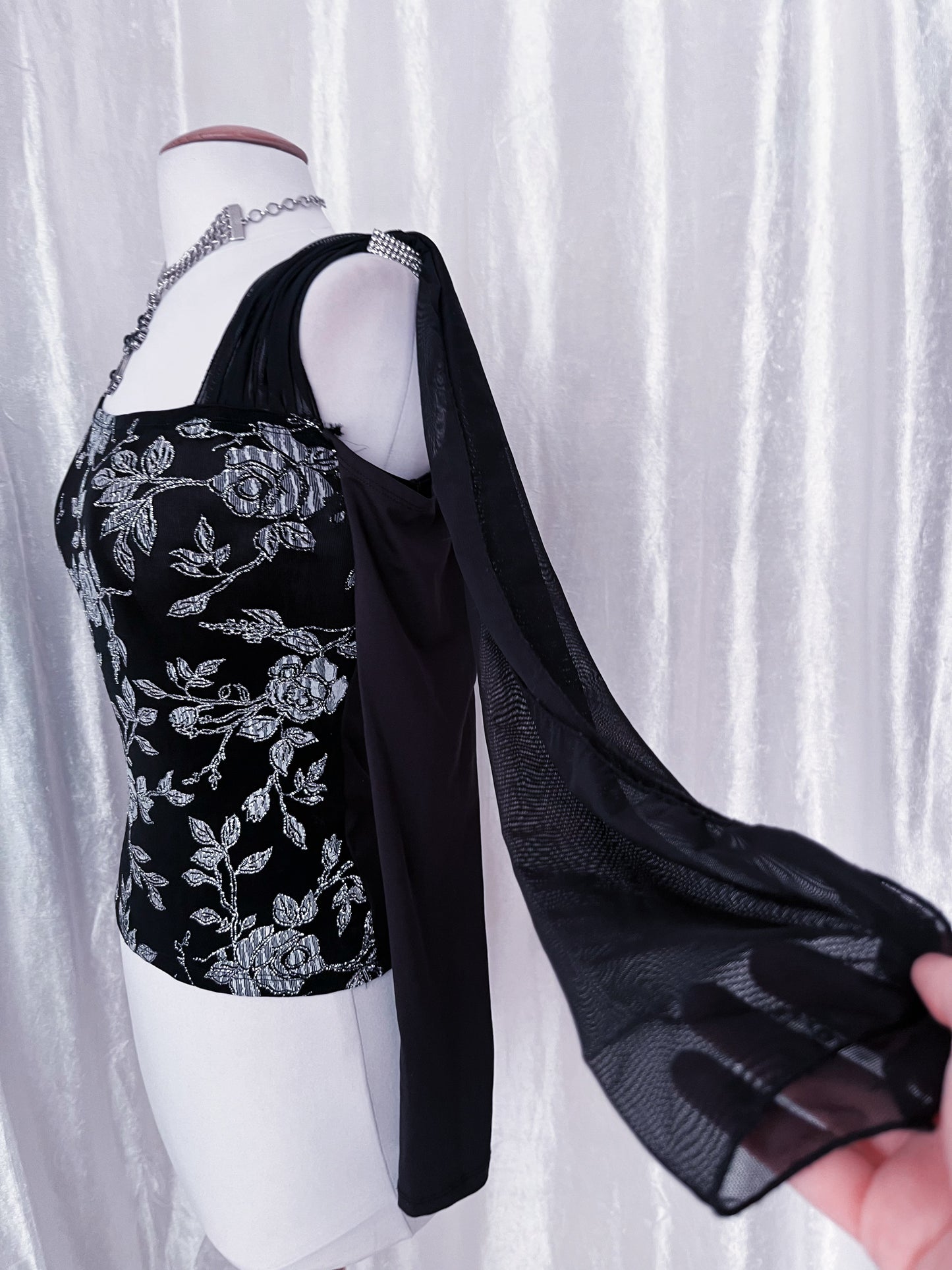 Whimsygoth asymmetrical black top