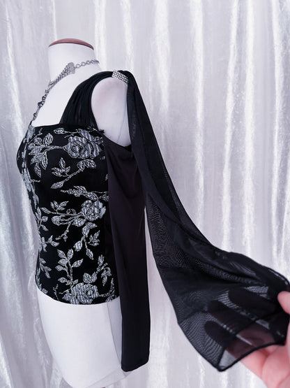 Whimsygoth asymmetrical black top
