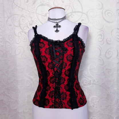 00’s Vampire gothic lace-up red top ❤️🦷