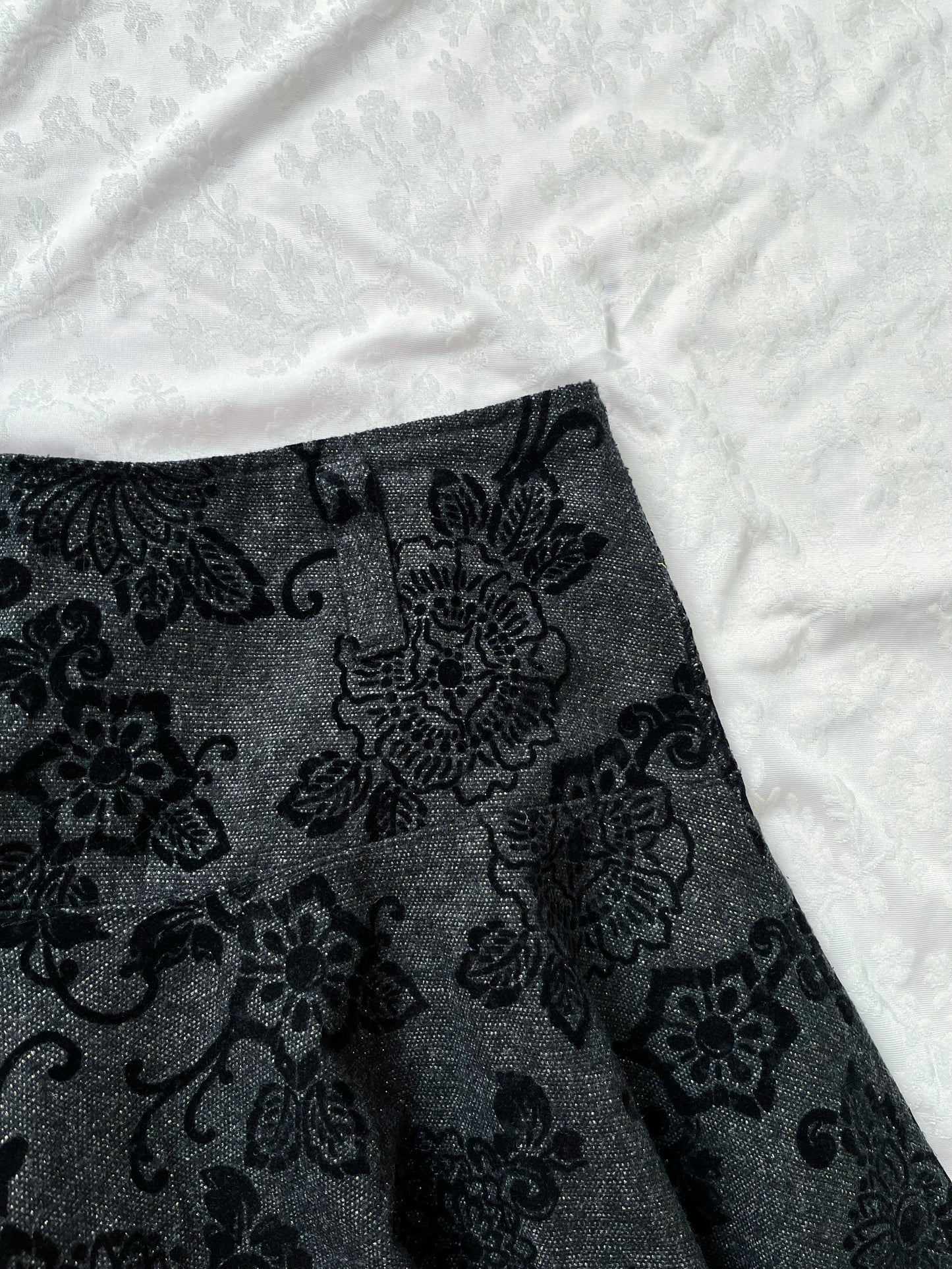 Whimsy goth winter skirt with velvet details