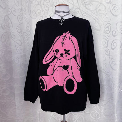 Modern Alt stitched rabbit knit sweater 🐇🧵