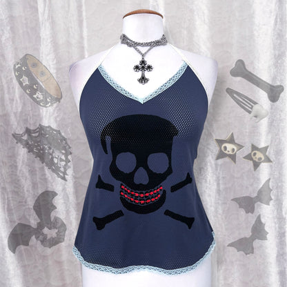 00’s emo/scene skull top 💀💜