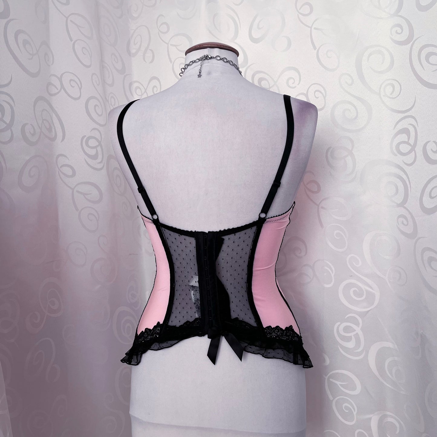 Dark coquette pink corset top with lace details 🎀🕷️