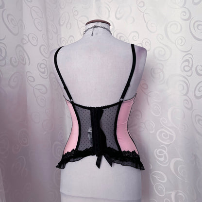 Dark coquette pink corset top with lace details 🎀🕷️