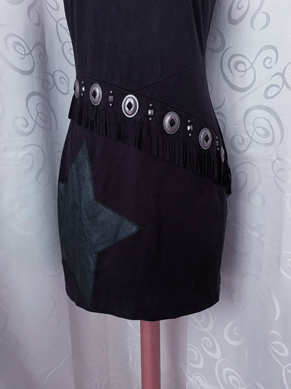 Alt cowboy, faux suede black dress 👢⭐️