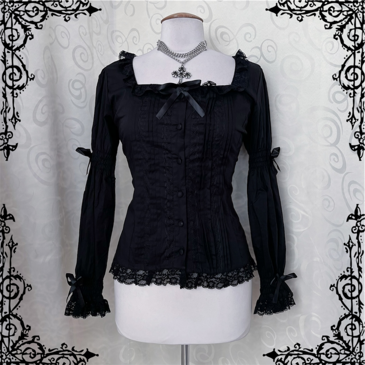 Dracula / Horror Protagonist cotton black romantic blouse 🖤🦇