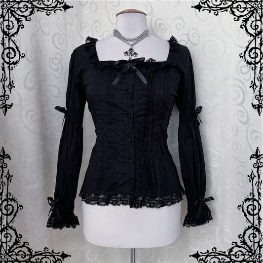 Dracula / Horror Protagonist cotton black romantic blouse 🖤🦇