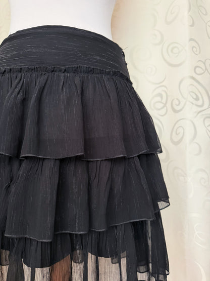 Horror Protagonist/Dark Coquette style black ruffle mesh skirt 🦇