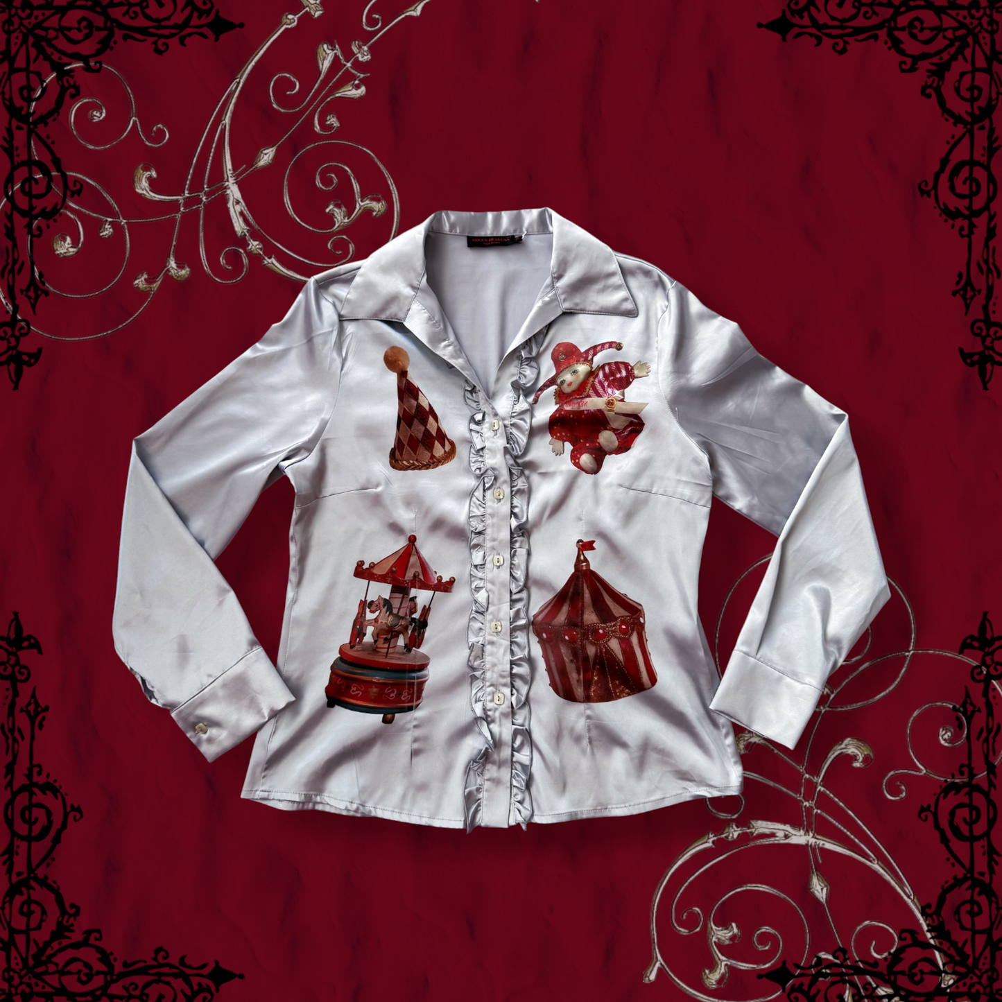 REWORKED Circus dream ruffle silver shirt 🎪🎠🎡