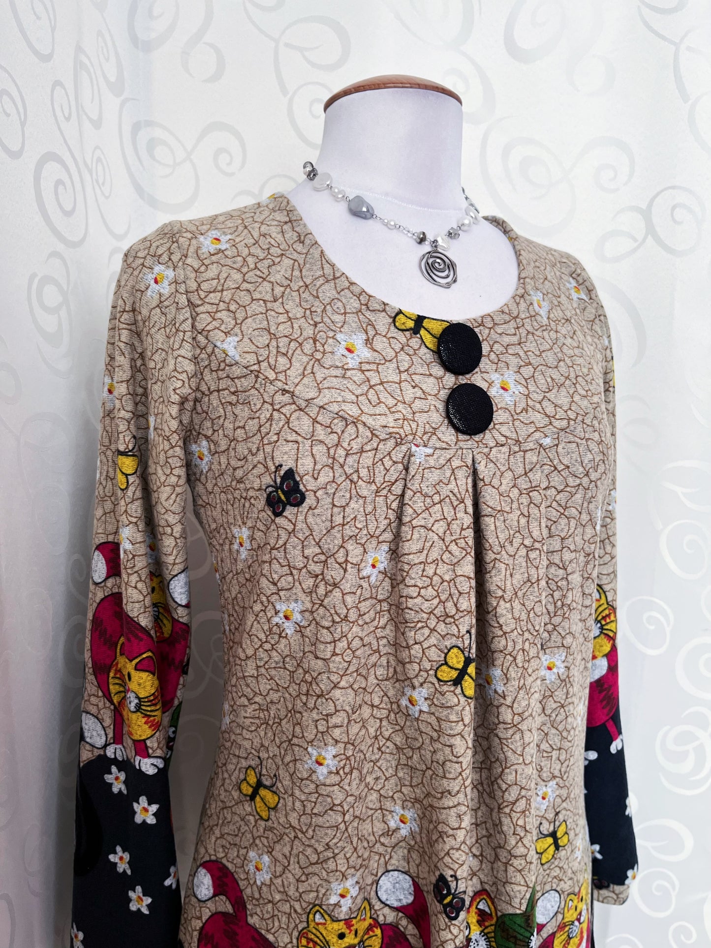 00's Whimsy Twee dress with kittens design🐈😽