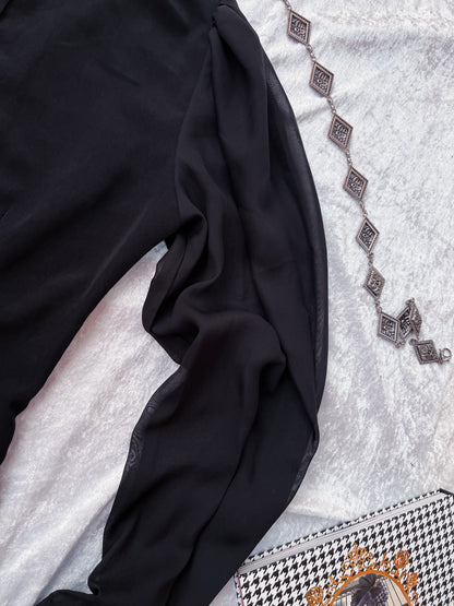 Gothic black shirt with beautiful mesh puff sleeves 🕷️🦇