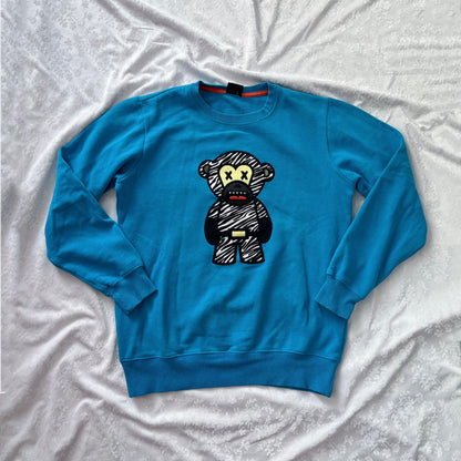 Fishbone light blue cute cartoon sweater