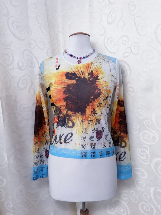 00’s PUSSY DELUXE rare dragon mesh sheer top 🌀🐉🀄️