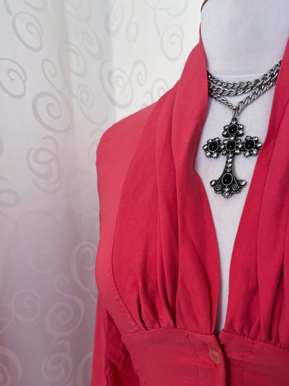 00’s victorian/theatrical style coral shirt ❤️🕷️
