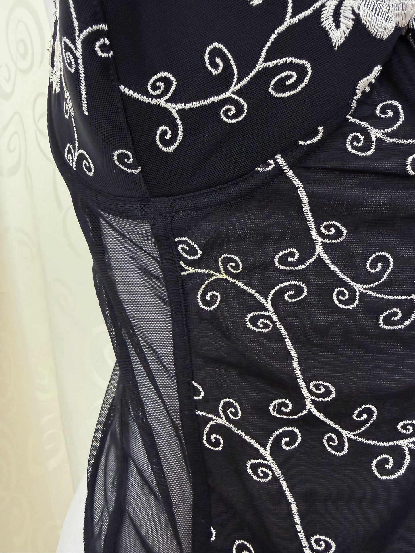 Whimsygoth mesh corset with spiral embroidered detail 🌀🗝️