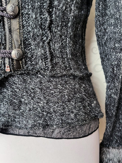 00’s whimsygoth knit light jacket with beautiful patchwork details 🌀🦇