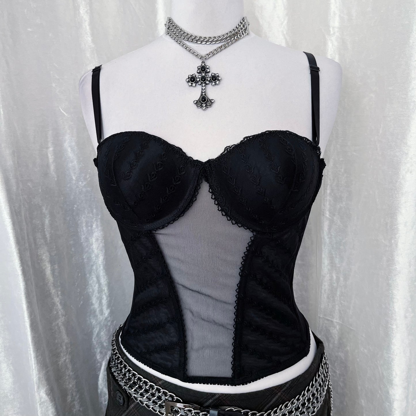 Gothic mesh black corset top 🕸️🕷️