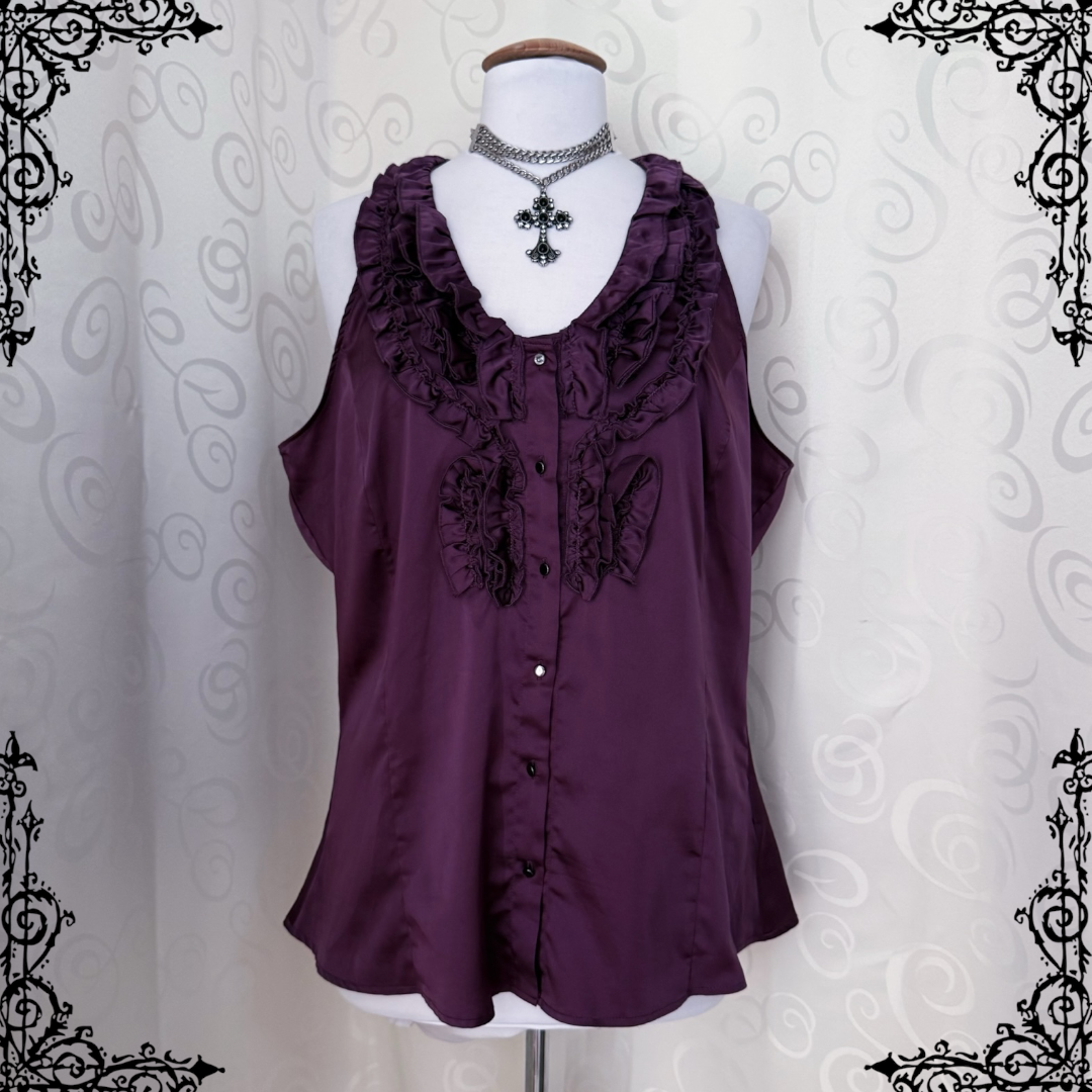 Dark Coquette/Horror Protagonist purple ruffle shirt 💜🗝️