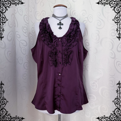 Dark Coquette/Horror Protagonist purple ruffle shirt 💜🗝️