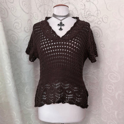 00’s whimsy brown knit top 🐌