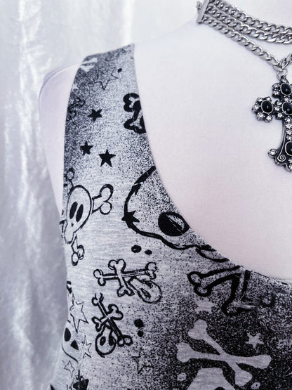 Emo/scene grey skull vest 💀