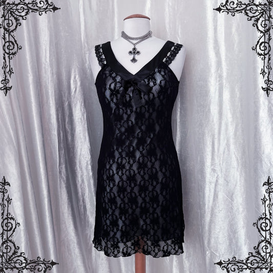 ♱00’s dark coquette lace dress♱